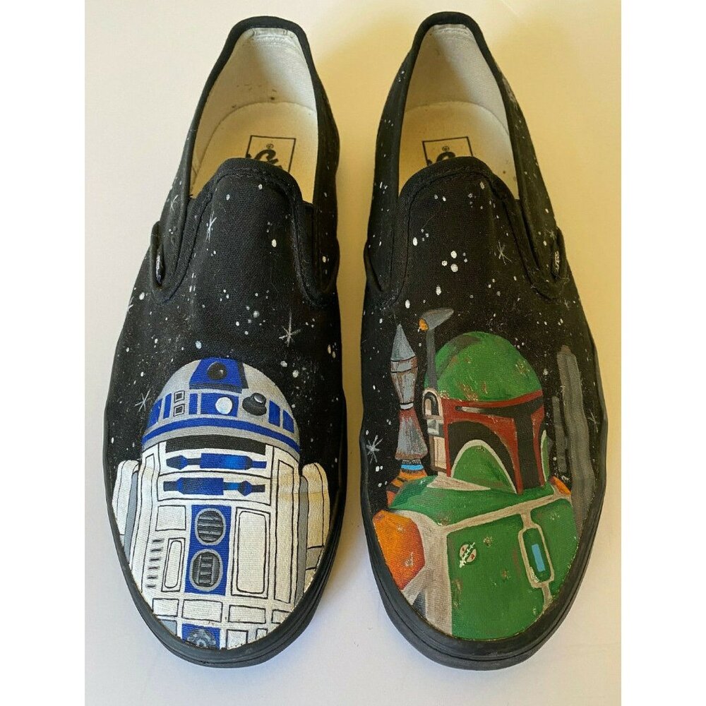 Van's Star Wars Men's size 11 Classic Boba Fett & R2D2 handpainted AMAZING!